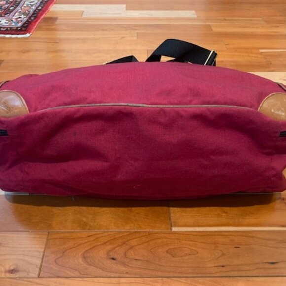 Vintage LL Bean Freeport Maine Maroon Leather / Canvas Travel Bag - Picture 8 of 11
